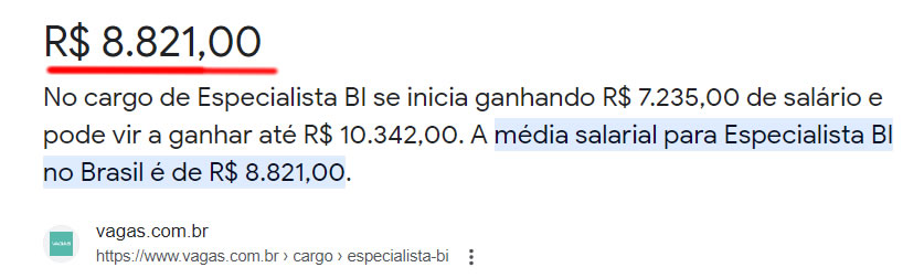 Salário de um especialista em Power Bi. Confira aqui.